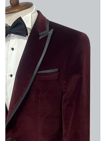 SUIT SARTORIA BURGUNDY VELVET TUXEDO 5663
