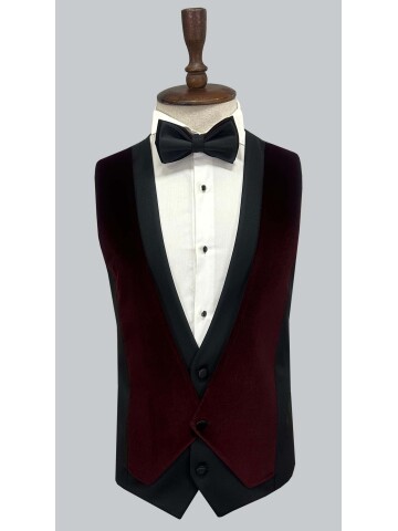 SUIT SARTORIA BURGUNDY VELVET TUXEDO 5663