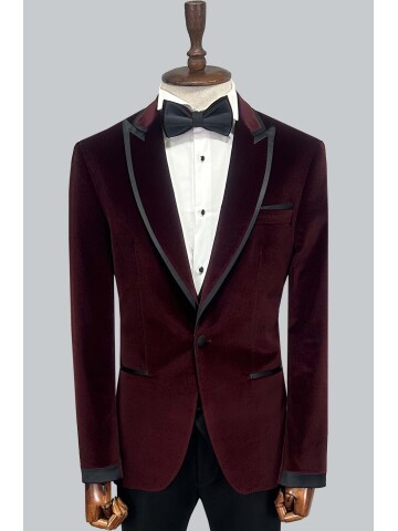 SUIT SARTORIA BURGUNDY VELVET TUXEDO 5663
