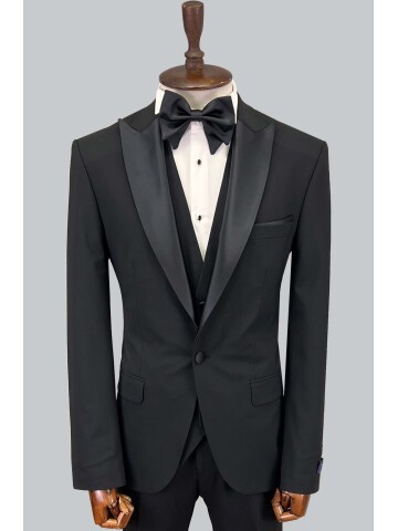 SUIT SARTORIA REMOVABLE LAPEL BLACK TUXEDO 5626
