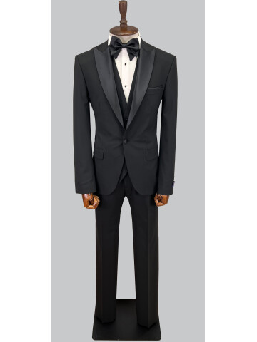 SUIT SARTORIA REMOVABLE LAPEL BLACK TUXEDO 5626