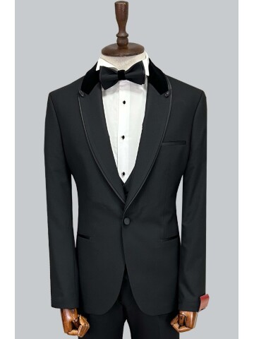 SUIT SARTORIA REMOVABLE LAPEL BLACK TUXEDO 5536