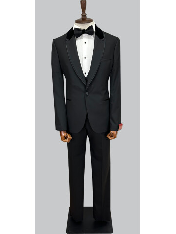 SUIT SARTORIA REMOVABLE LAPEL BLACK TUXEDO 5536