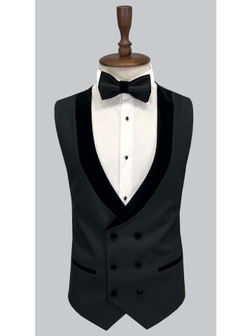 SUIT SARTORIA REMOVABLE LAPEL BLACK TUXEDO 5538
