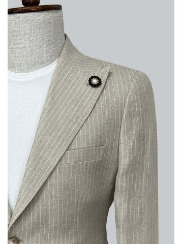SUIT SARTORIA STRIPED BEIGE LINEN JACKET 4613