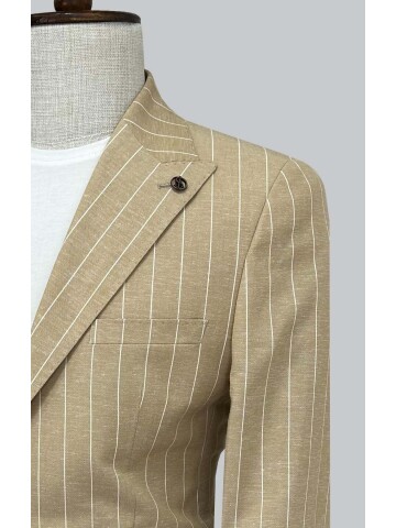 SUIT SARTORIA STRIPED BEIGE LINEN SUIT 2000/72