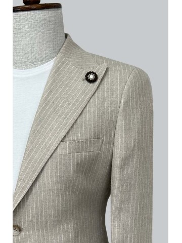 SUIT SARTORIA STRIPED BEIGE LINEN SUIT 2001/79