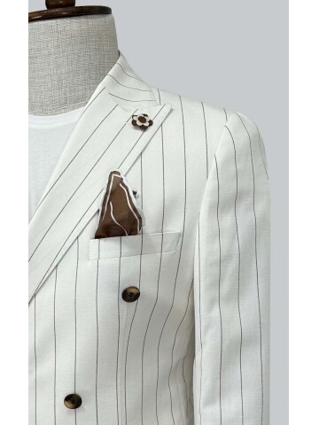 SUIT SARTORIA ÇİZGİLİ BEYAZ KETEN TAKIM 2001/24