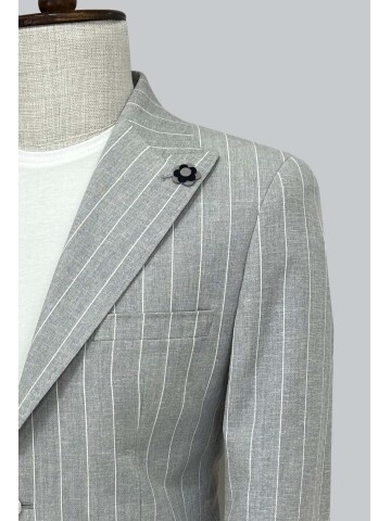 SUIT SARTORIA ÇİZGİLİ GRİ KETEN CEKET 4599