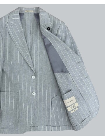 SUIT SARTORIA ÇİZGİLİ GRİ KETEN CEKET 4599