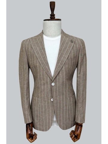 SUIT SARTORIA STRIPED BROWN LINEN JACKET 4599