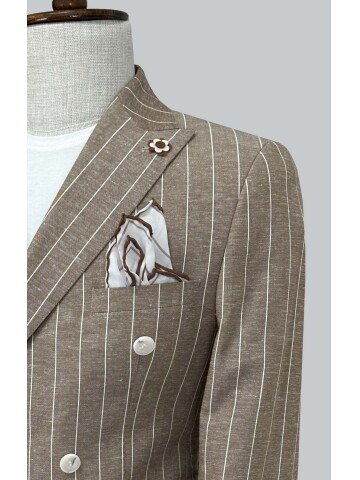SUIT SARTORIA STRIPED BROWN LINEN SUIT 2001/24