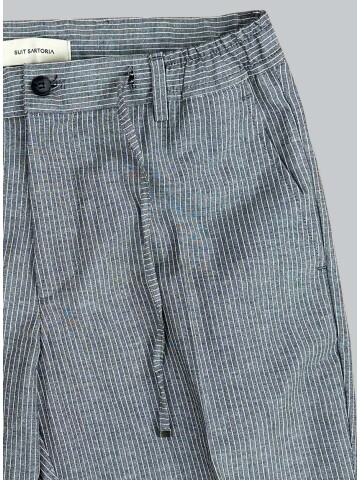 SUIT SARTORIA NAVY BLUE STRIPED LINEN TROUSERS 1170