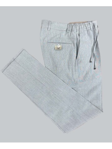 SUIT SARTORIA GREY STRIPED LINEN TROUSERS 1170