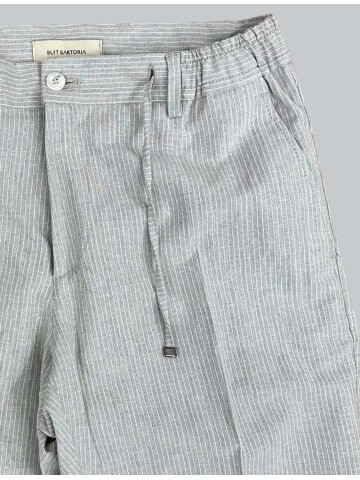 SUIT SARTORIA GREY STRIPED LINEN TROUSERS 1170