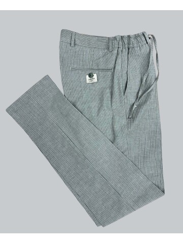 SUIT SARTORIA GREEN STRIPED LINEN TROUSERS 1170