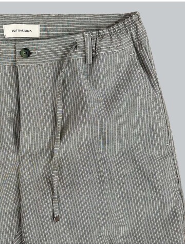 SUIT SARTORIA GREEN STRIPED LINEN TROUSERS 1170