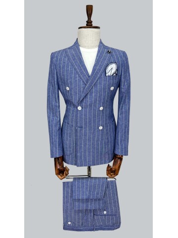 SUIT SARTORIA ÇİZGİLİ MAVİ KETEN TAKIM 2001/24