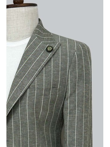 SUIT SARTORIA ÇİZGİLİ YEŞİL KETEN CEKET 4599