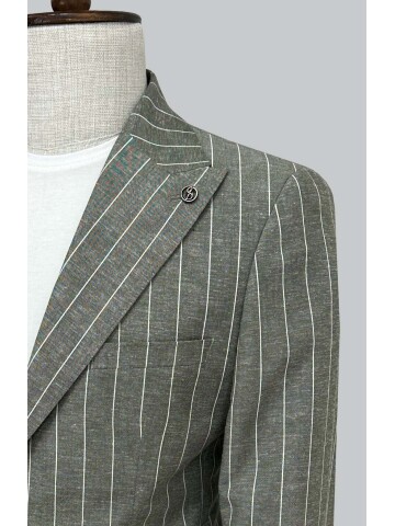 SUIT SARTORIA STRIPED GREEN LINEN SUIT 2000/72