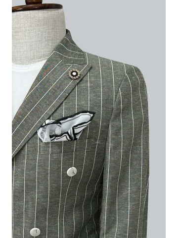 SUIT SARTORIA STRIPED GREEN LINEN SUIT 2001/24