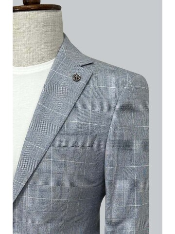 SUIT SARTORIA PLAID BLUE JACKET 4611