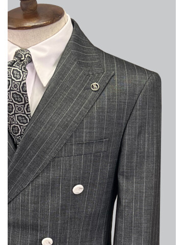 SUIT SARTORIA DARK GREY DOUBLE BREASED SUIT 2815