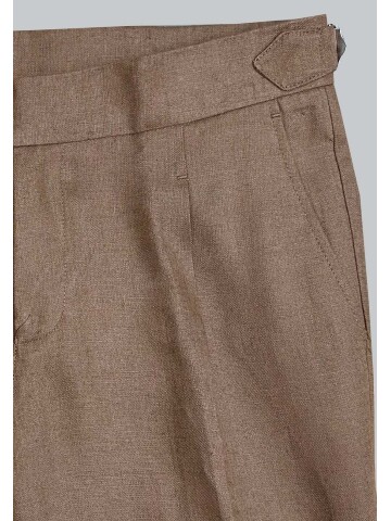 SUIT SARTORIA BROWN SINGLE PLEAT LINEN TROUSERS 1155