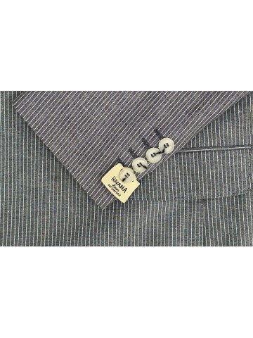 SUIT SARTORIA NAVY BLUE LINEN STRIPED DOUBLE BREASTED SUIT 2131