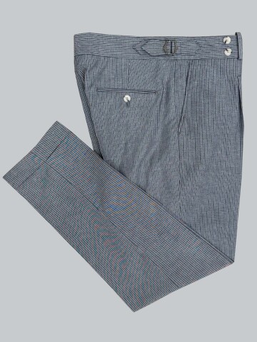 SUIT SARTORIA NAVY BLUE LINEN STRIPED DOUBLE BREASTED SUIT 2131