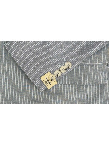 SUIT SARTORIA BLUE LINEN STRIPED DOUBLE BREASTED SUIT 2131
