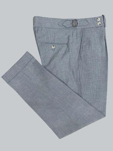 SUIT SARTORIA BLUE LINEN STRIPED DOUBLE BREASTED SUIT 2131