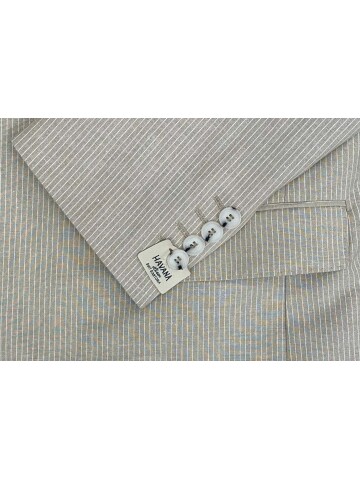 SUIT SARTORIA BEIGE LINEN STRIPED DOUBLE BREASTED SUIT 2131