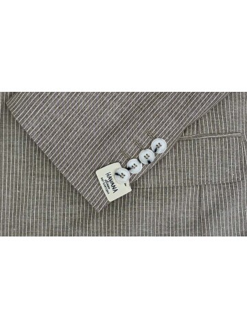 SUIT SARTORIA BROWN LINEN STRIPED DOUBLE BREASTED SUIT 2131