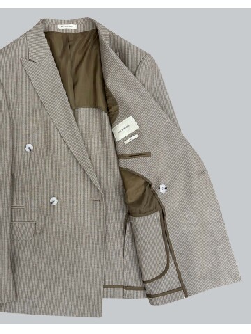 SUIT SARTORIA BROWN LINEN STRIPED DOUBLE BREASTED SUIT 2131