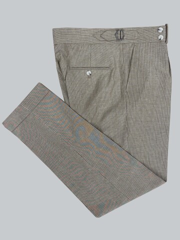 SUIT SARTORIA BROWN LINEN STRIPED DOUBLE BREASTED SUIT 2131