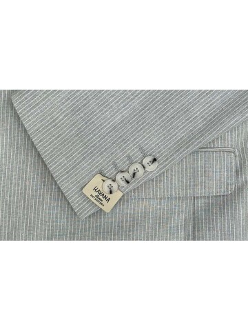 SUIT SARTORIA GREY LINEN STRIPED DOUBLE BREASTED SUIT 2131