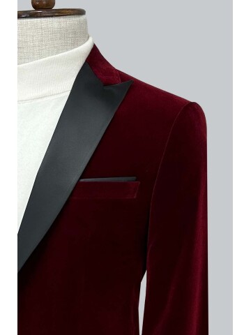 SUIT SARTORIA BORDO KADİFE SİVRİ YAKA CEKET 4584