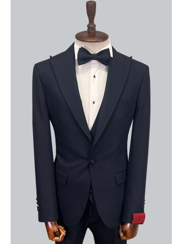 SUIT SARTORIA NAVY BLUE REMOVABLE LAPEL TUXEDO 5641