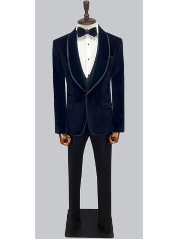 SUIT SARTORIA NAVY BLUE VELVET TUXEDO 5662