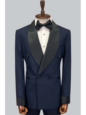 SUIT SARTORIA LACİVERT ŞAL YAKA KRUVAZE DAMATLIK 5642