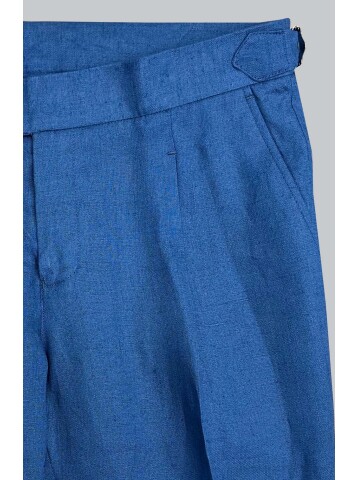 SUIT SARTORIA BLUE SINGLE PLEAT LINEN TROUSERS 1155
