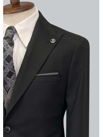 SUIT SARTORIA BLACK SUIT WITH DOUBLE FACED VEST 2917