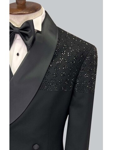 SUIT SARTORIA BLACK STONED TUXEDO 5638