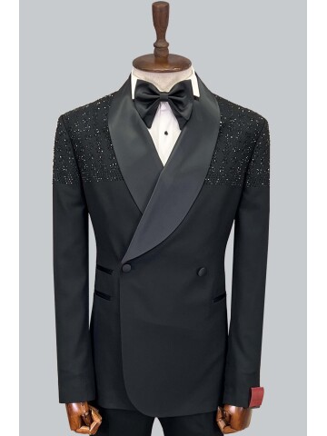 SUIT SARTORIA BLACK STONED TUXEDO 5638