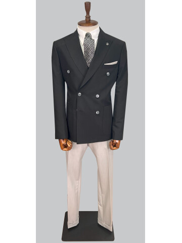 SUIT SARTORIA BLACK DOUBLE BREASTED SUIT 2606