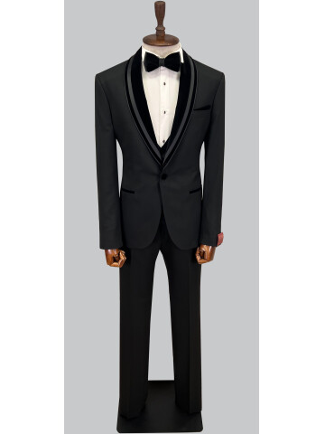 SUIT SARTORIA BLACK SHAWL LAPEL TUXEDO 5644