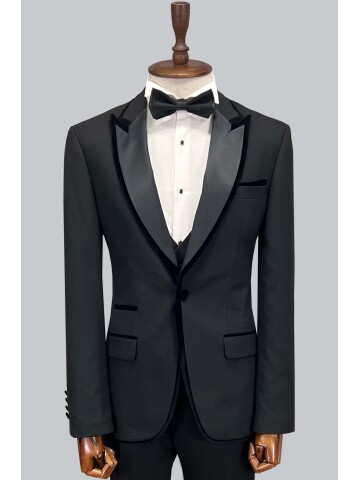 SUIT SARTORIA SİYAH SİVRİ YAKA DAMATLIK 5659
