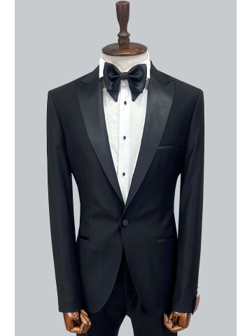 SUIT SARTORIA SİYAH SİVRİ YAKA YÜN DAMATLIK 5664