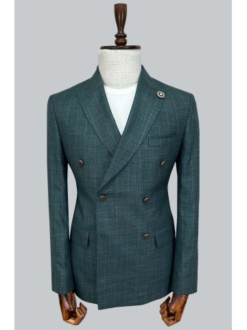 SUIT SARTORIA YEŞİL SİVRİ YAKA ÇİZGİLİ KRUVAZE CEKET 4590